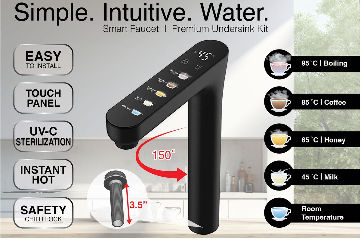 Smart Touch Display Faucet with UV-C Sterilization (Slim)