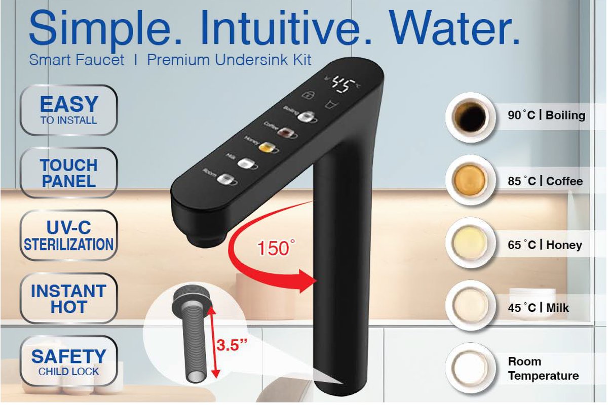 Smart Touch Display Faucet with UV-C Sterilization