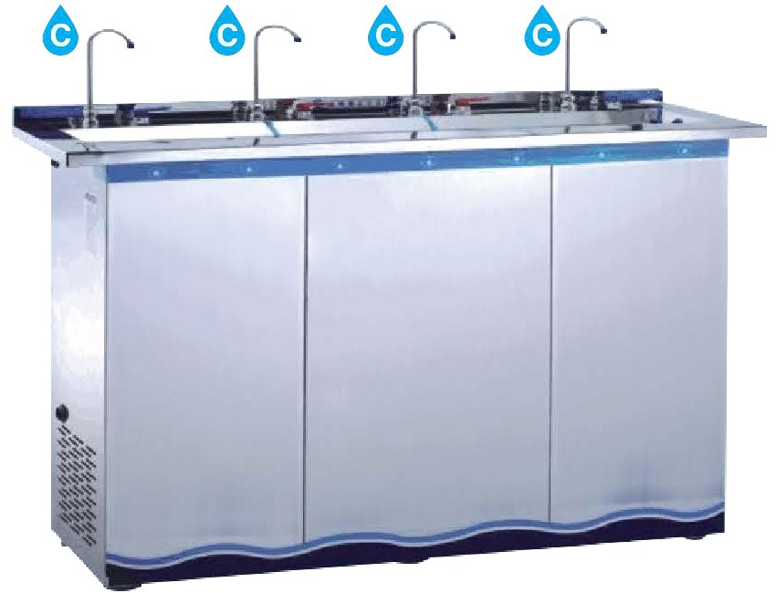 Stainless Steel Water Cooler — Cold Only (4 Faucets)